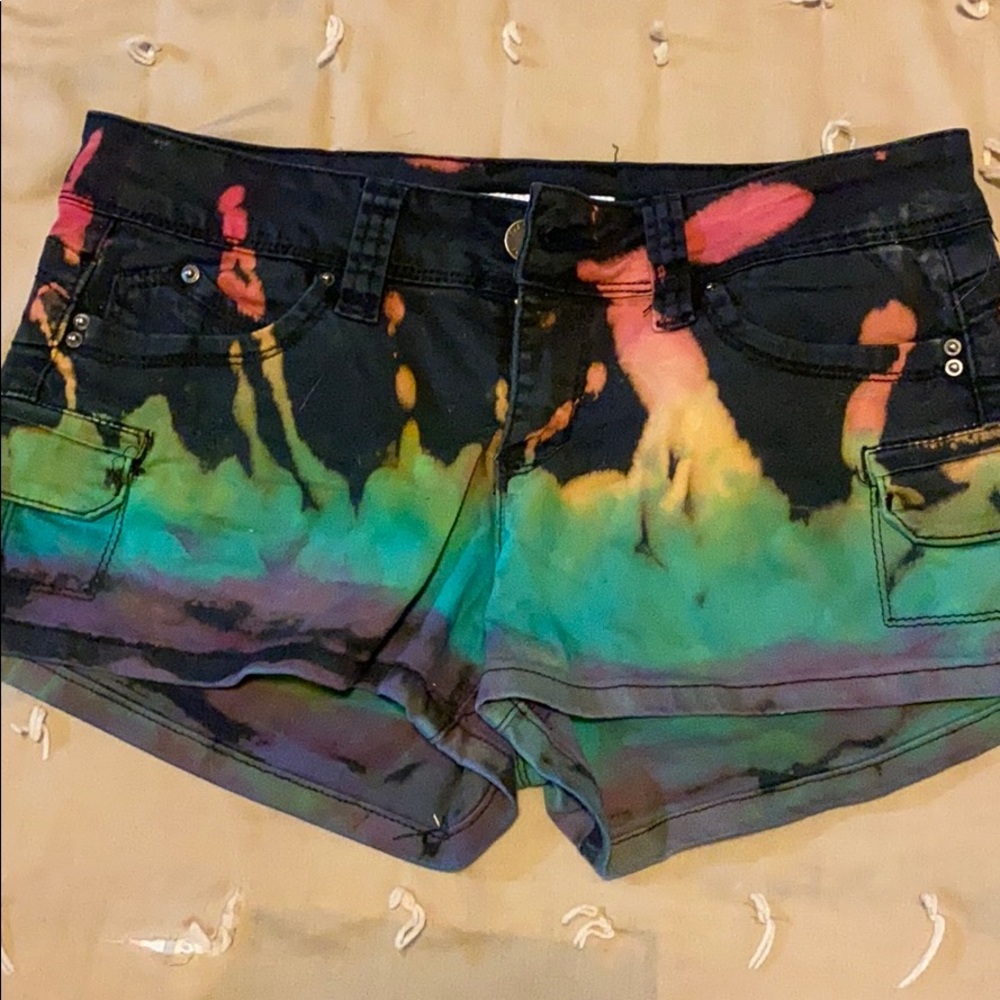 Reverse rainbow tye dye shorts